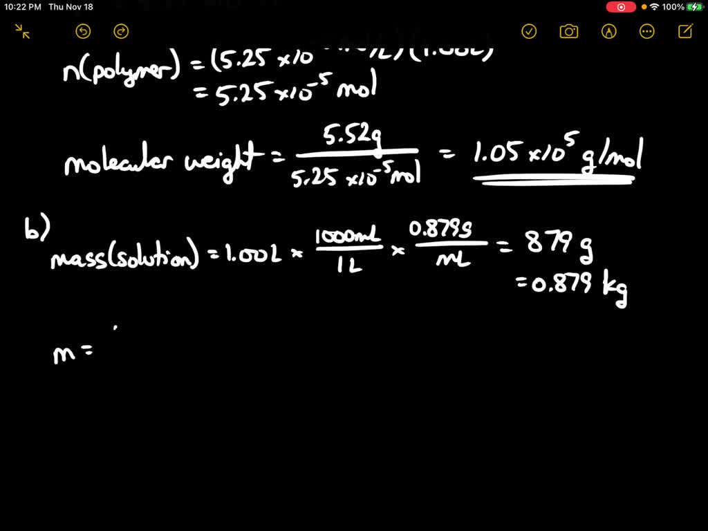 SOLVED:A solution containing 5.52 g of a nonelectrolyte polymer per ...