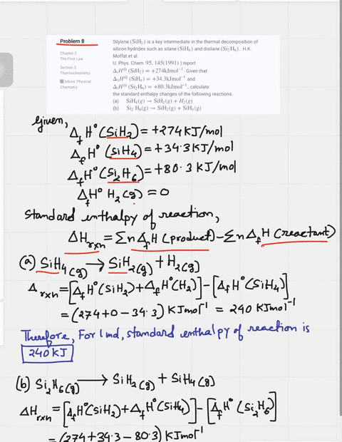 SOLVED: Silylene (SiH2) is a key intermediate in the thermal ...