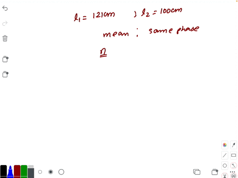 two-pendulums-of-lengths-121-mathrmcm-and-100-mathrmcm-start-vibrating-at-some-instant-the-two-are-i