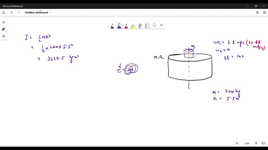 SOLVED A rotating uniform cylindrical platform of mass 220 kg and
