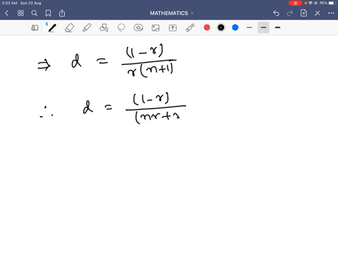 if-n-harmonic-means-are-inserted-between-1-and-r-then-show-that-frac1-text-st-mean-n-text-th-mean-fr