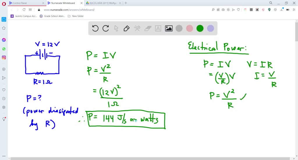 If you place a 1 ohm resistor across a 12 volt car battery, how much