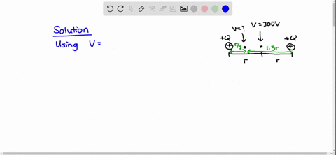 the-electric-potential-at-a-point-that-is-halfway-between-two-identical-charged-particles-is-300-v-w