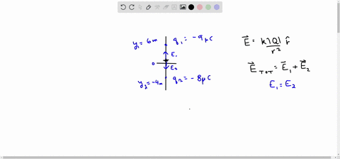 two-point-charges-lie-along-the-y-axis-a-charge-of-q_1-90-mu-mathrmc-is-at-y60-mathrmm-and-a-charge-