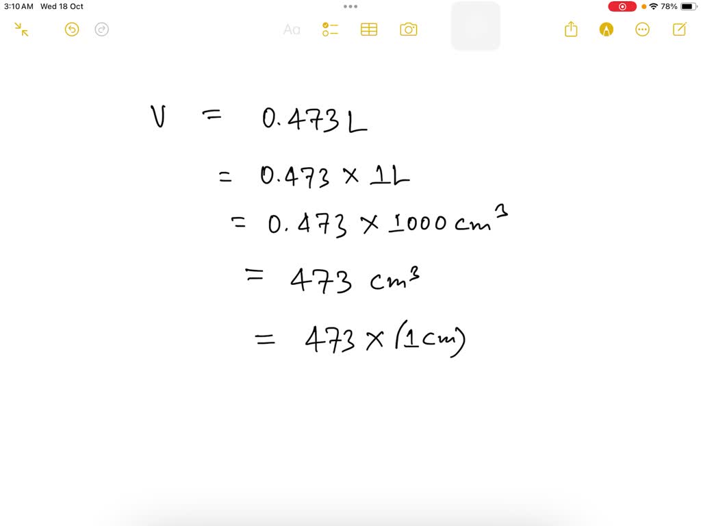 According to the label on a bottle of salad dressing, the volume of the