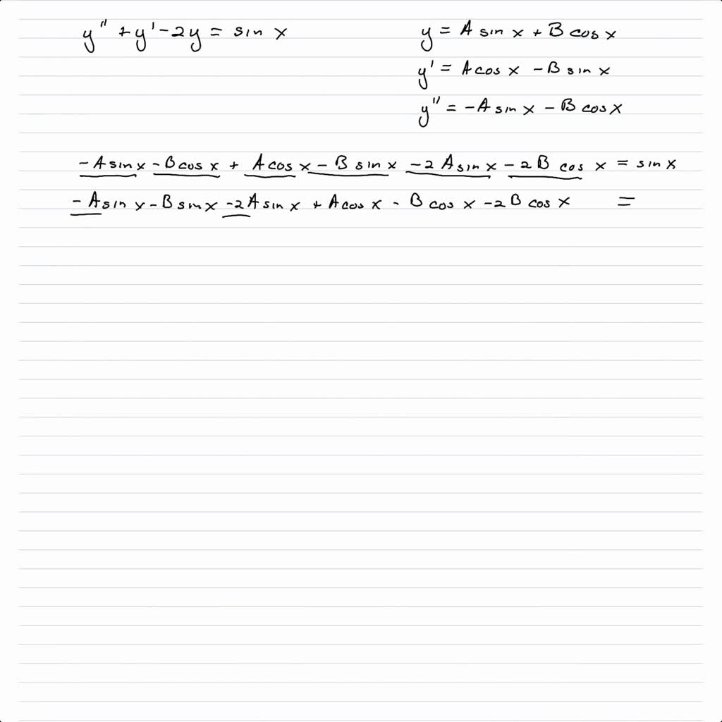 ⏩SOLVED:The equation y^''+y^'-2 y=sinx is called a differential