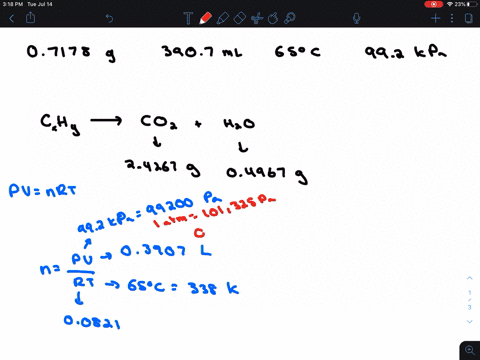 a-07178-g-sample-of-a-hydrocarbon-occupies-a-volume-of-3907-mathrmml-at-650circ-mathrmc-and-992-ma-2