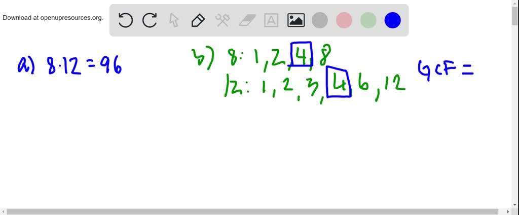find the least common factor of 8 and 12