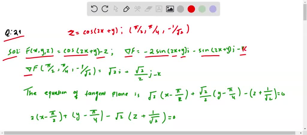 SOLVED:Find an equation of the tangent plane to the graph of the given ...