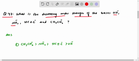 what-is-the-decreasing-order-of-strength-of-the-bases-mathrmoh-mathrmnh_2-mathrmhc-equiv-mathrmc-and