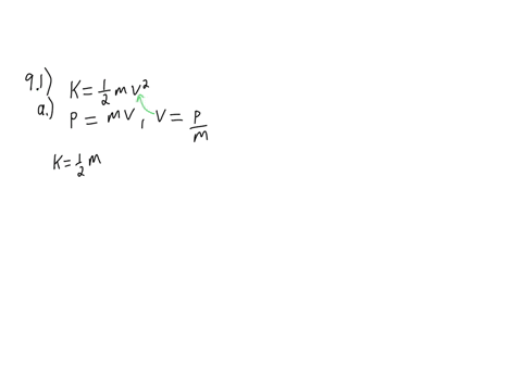 a-particle-of-mass-mes-with-momentum-of-magnitude-p-a-show-that-the-kinctic-energy-of-the-particle-i