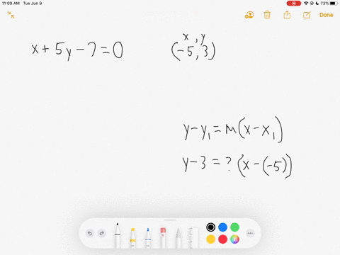 write-an-equation-in-point-slope-form-and-general-form-of-the-line-passing-through-53-and-perpendicu