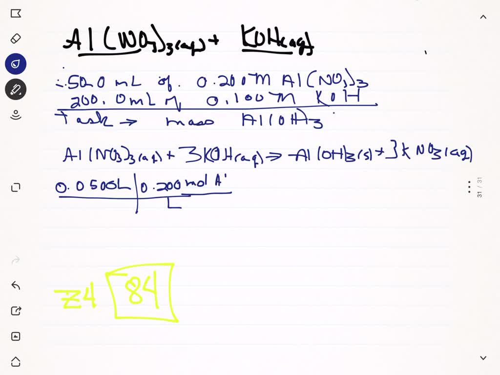 SOLVEDWhat mass of solid aluminum hydroxide can be produced when 50.0 mL of 0.200 M Al(NO3)3 is
