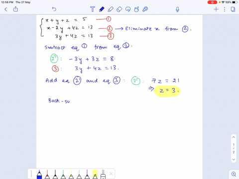 solve-the-system-of-linear-equations-and-check-any-solutions-algebraically-leftbeginaligned-xyz-5-x-