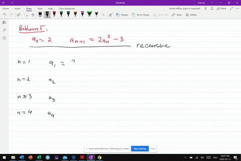 in-exercises-3-12-calculate-the-first-four-terms-of-the-sequence-starting-with-n1-a_12-quad-a_n12-a_