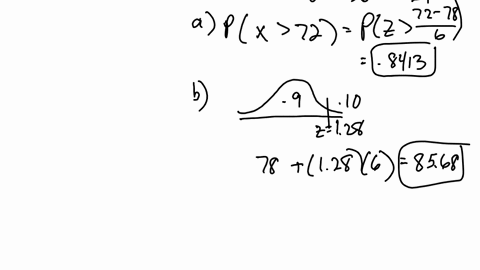 scores-on-an-examination-are-assumed-to-be-normally-distributed-with-mean-78-and-variance-36-a-what