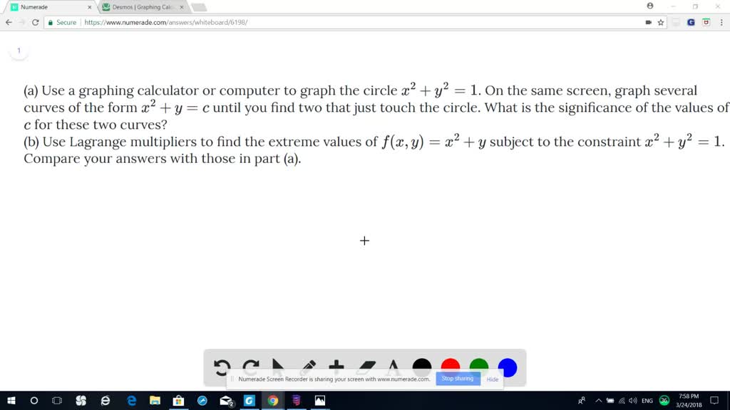 Solved A Use A Graphing Calculator Or Computer To Graph The Circle X 2 Y 2 1 On The Same Screen Graph Several Curves Of The Form X 2 Y C