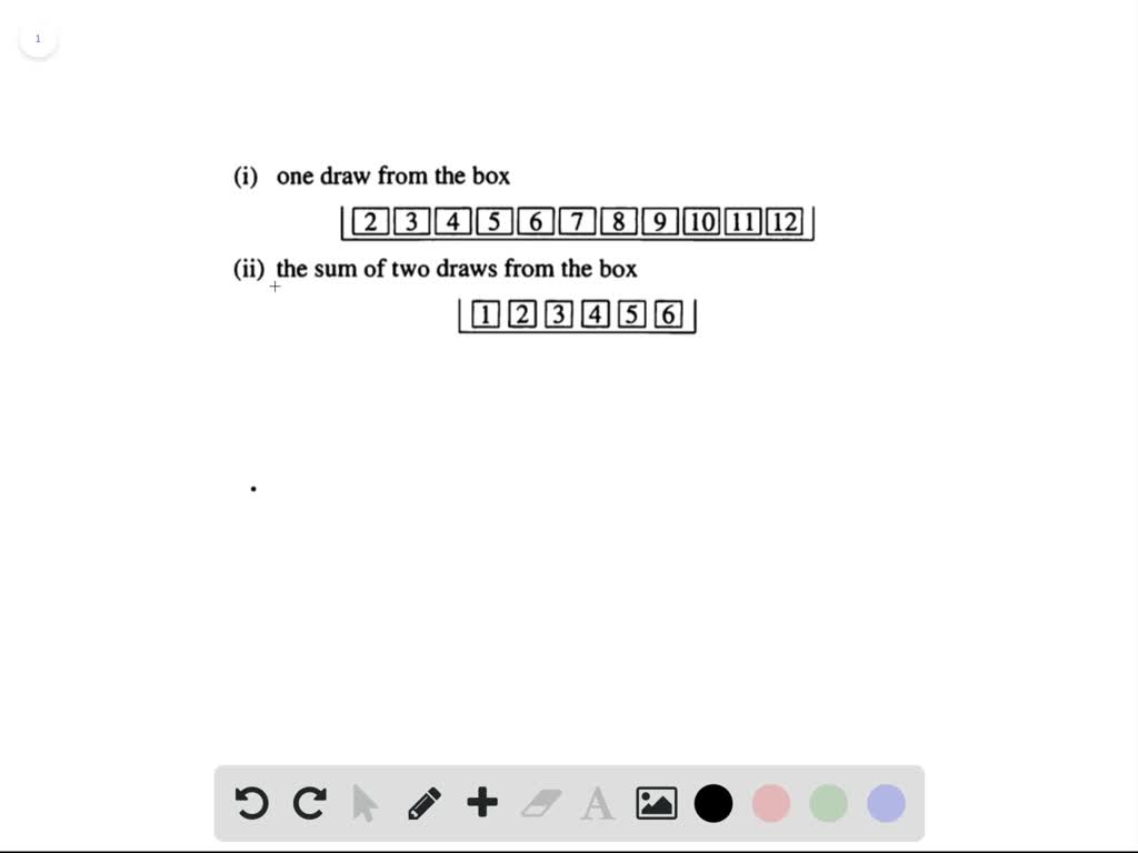 A pair of dice are thrown. The total number of spots is like (i) one draw from the box (ii) the
