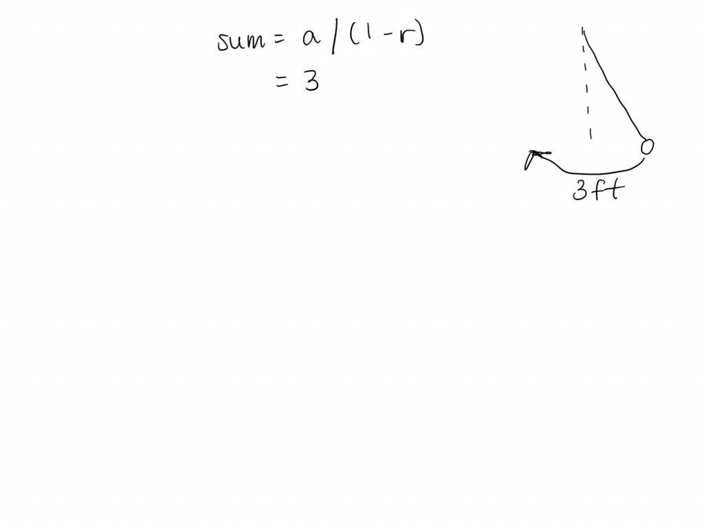 SOLVEDA pendulum travels a distance of 3 feet on its first swing. On
