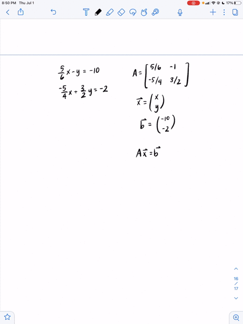 use-an-inverse-matrix-to-solve-if-possible-the-system-of-linear-equations-leftbeginarraycfrac56-x-y-