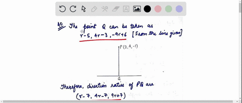 the-perpendicular-distance-of-the-point-24-1-from-the-line-fracx51fracy34fracz-6-9-is-a-sqrt7-b-frac