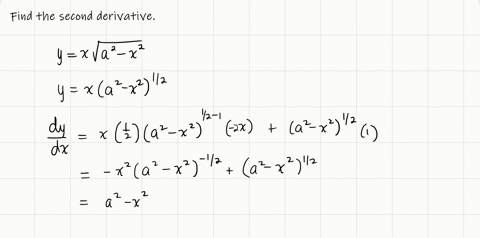 find-the-second-derivative-yx-sqrta2-x2