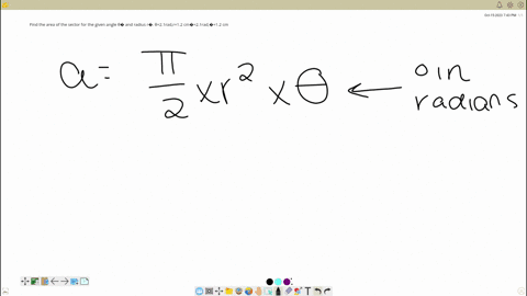 find-the-area-of-the-sector-for-the-given-angle-theta-and-radius-r-theta21-mathrmrad-r12-mathrmcm