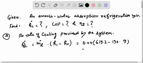 an-ammonia-water-absorption-refrigeration-cycle-is-used-to-keep-a-space-at-25circ-mathrmf-when-the-a