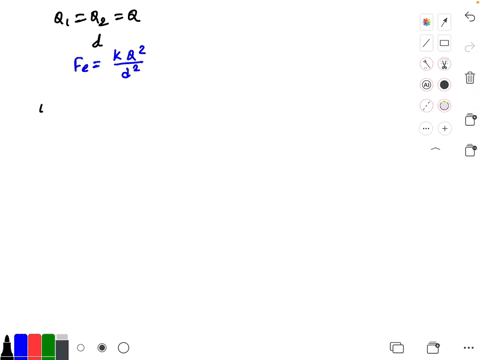 if-two-charged-particles-the-charge-on-each-is-q-are-separated-by-a-distance-d-there-is-a-force-f-be