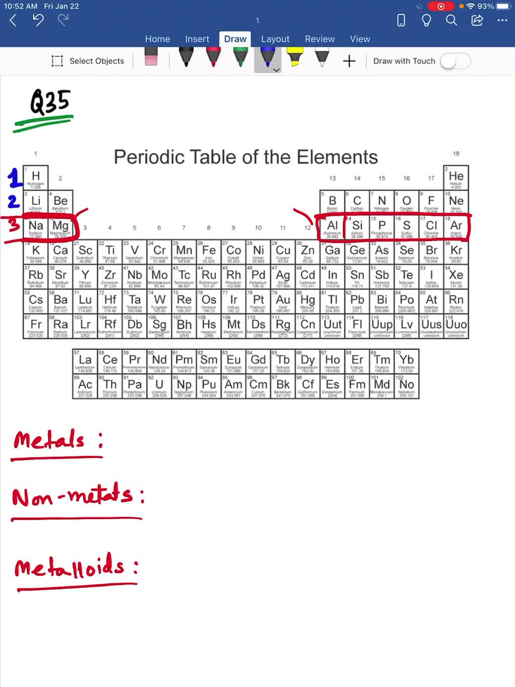 SOLVEDHow many metals, metalloids, and nonmetals are there in the