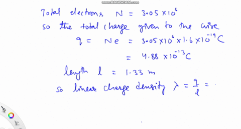 a-total-of-305-cdot-106-electrons-are-placed-on-an-initially-uncharged-wire-of-length-133-mathrmm--2