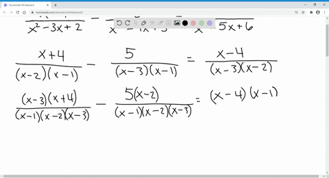 solve-equation-and-check-your-solutions-fracx4x2-3-x2-frac5x2-4-x3fracx-4x2-5-x6