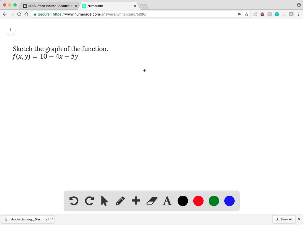 Sketch The Graph Of The Function Fx Y10 4 X 5 Y 2