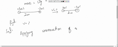 two-charged-particles-having-charges-1-and-1-mu-mathrmc-and-of-mass-50-mathrmgm-each-arc-held-at-res