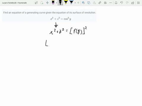 find-an-equation-of-a-generating-curve-given-the-equation-of-its-surface-of-revolution-x2z2cos-2-y-2