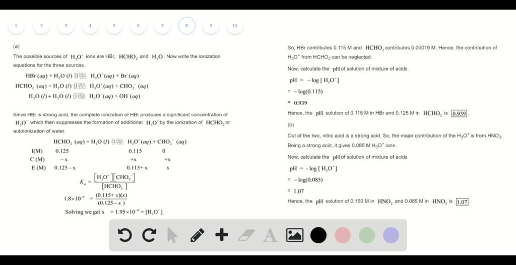 SOLVED Find The PH Of Each Mixture Of Acids A 0 115 M In HBr And 0 