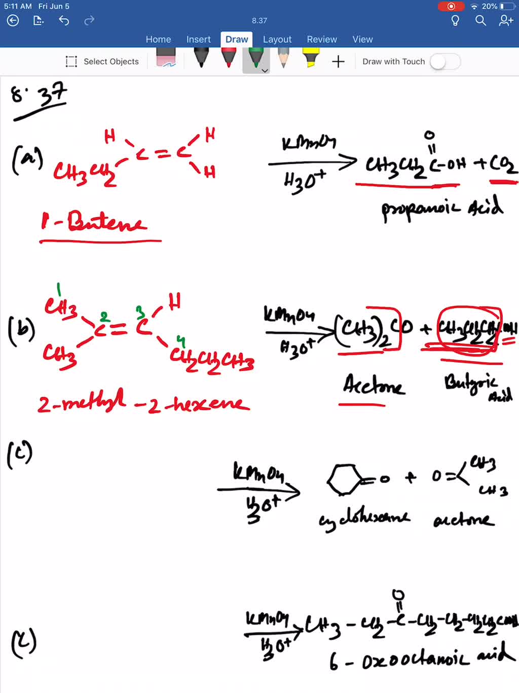 SOLVED: 5. i) Show the structures of alkenes that give the following ...