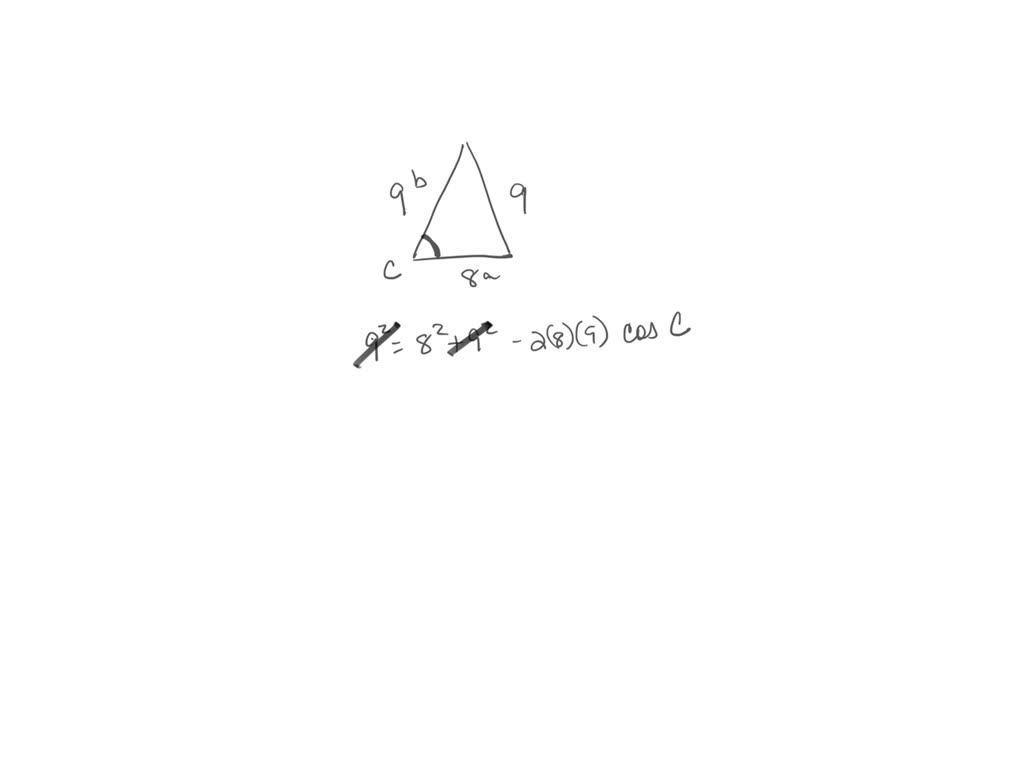 An isosceles triangle has two congruent sides of length 9 inches. The