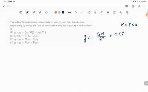the-radii-of-two-planets-are-respectively-mathrmr_1-and-mathrmr_2-and-their-densities-are-respective