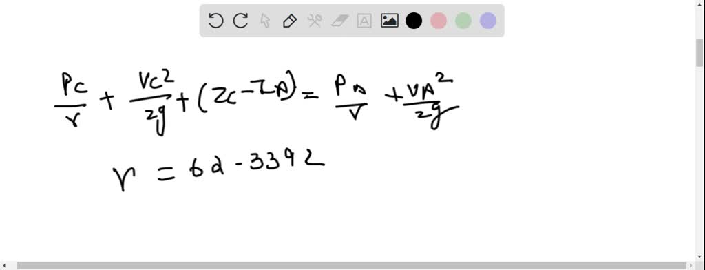 SOLVED:The pressure and average velocity at point A in the pipe shown ...