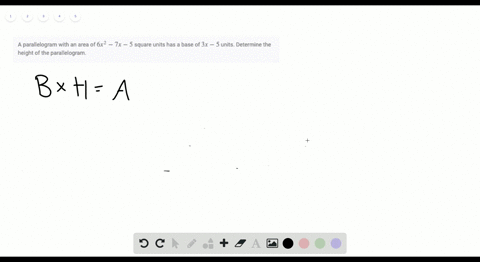 a-parallelogram-with-an-area-of-6-x2-7-x-5-square-units-has-a-base-of-3-x-5-units-determine-the-heig