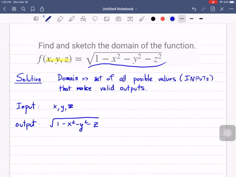 Solved Let F X Y Z Sqrt X Sqrt Y Sqrt Z Ln 4 X 2 Y 2 Z 2 A Evaluate F 1 1 1 B Find And Describe The Domain Of F