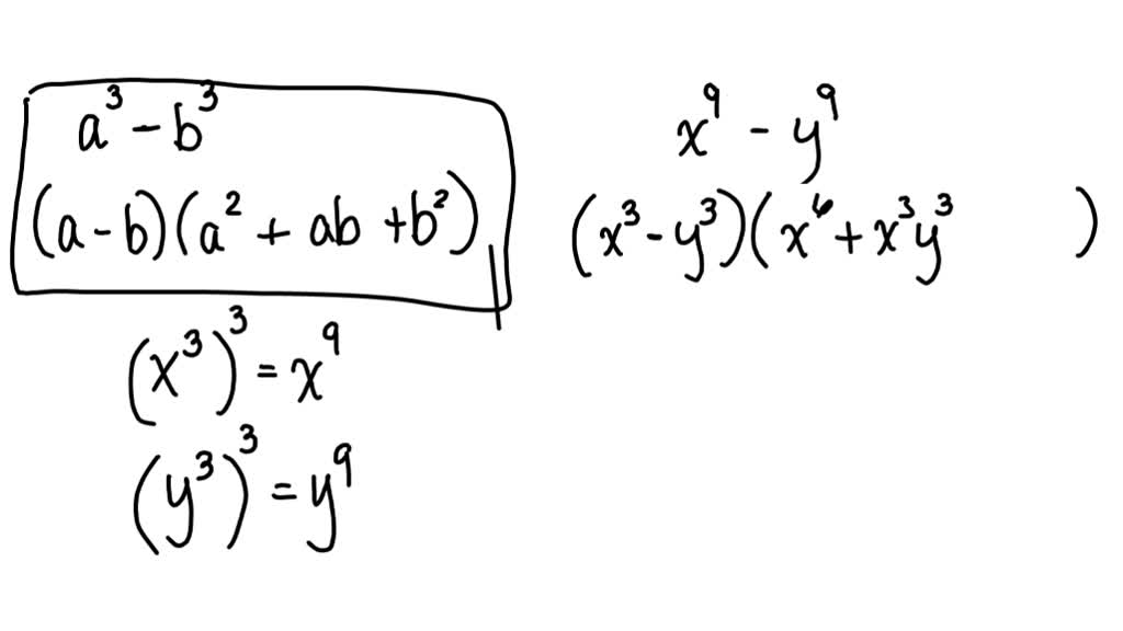 ⏩SOLVED:Factor each binomial completely. x^9-y^9 | Numerade