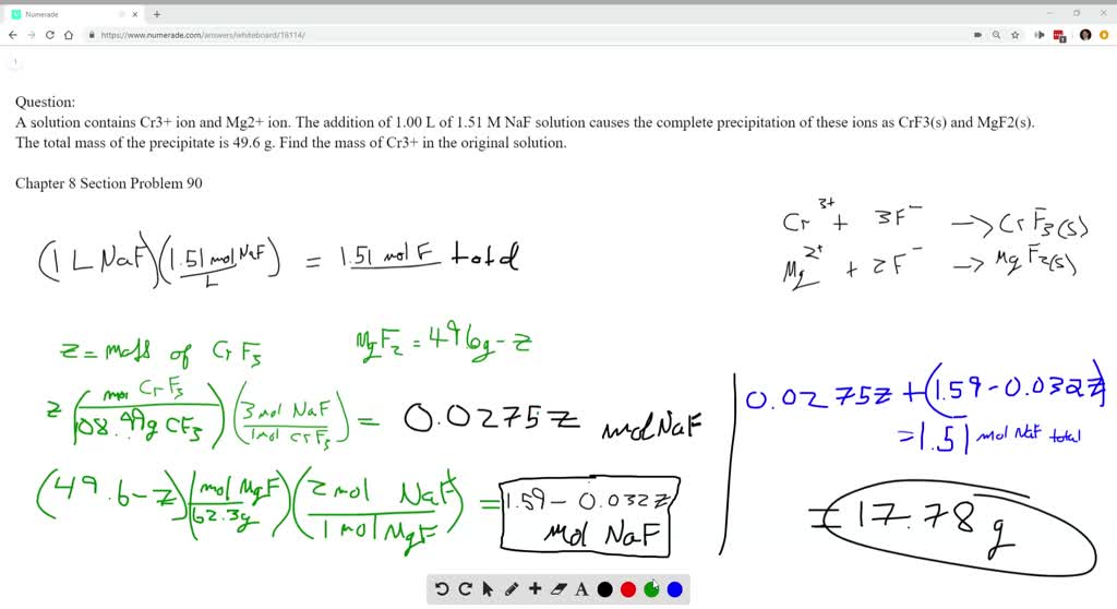 ⏩SOLVED:A solution contains Cr3+ ion and Mg2+ ion. The addition of ...