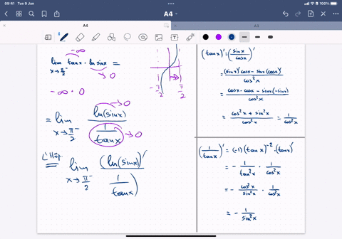 find-the-limit-if-it-exists-lim-_x-rightarrowpi-2-tan-x-ln-sin-x