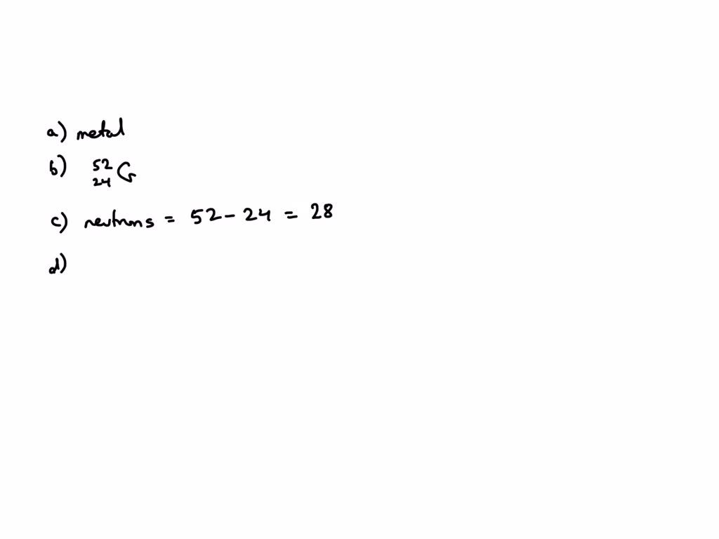 An element has 24 protons in its nucleus. (a) Is the element a metal, a