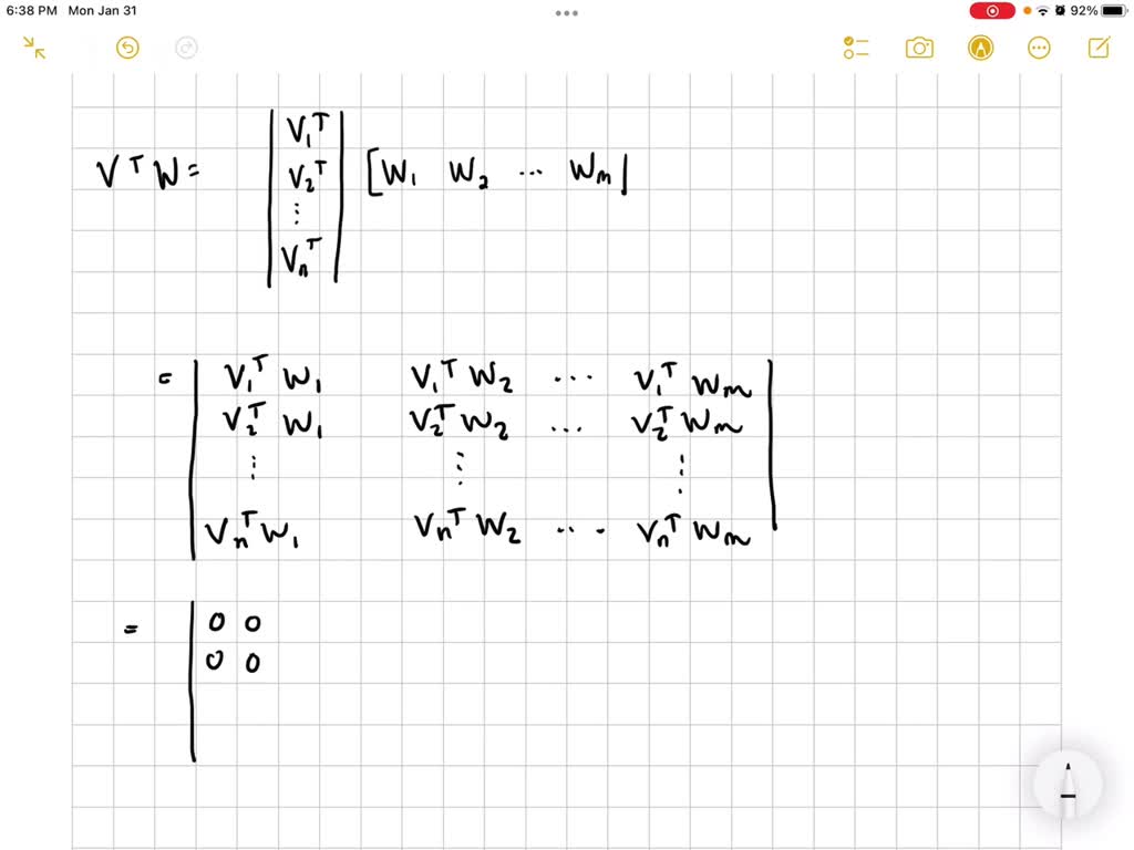 Put bases for the orthogonal subspaces 𝐕 and 𝐖 into the columns of