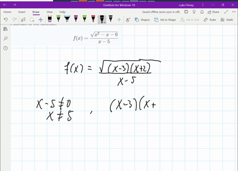 find-the-domain-of-the-function-fxfracsqrtx2-x-6x-5