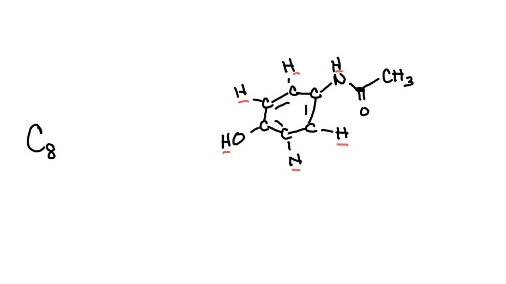 Acetaminophen, shown here, is the active ingredient in Tylenol. Write
