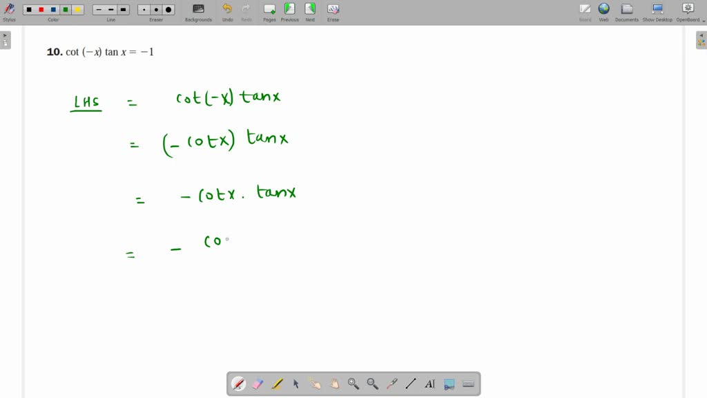 ⏩SOLVEDVerify that the equations are identities. cot(x) tanx=1